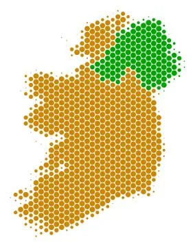 Dot Halftone Ireland Countries Map Stock Illustration