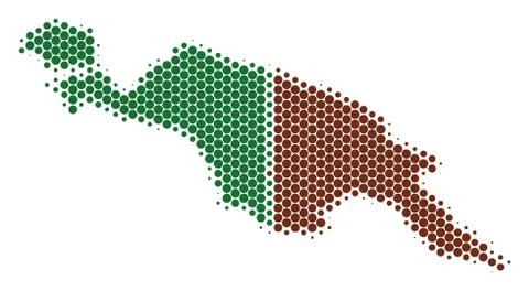 Dot Halftone New Guinea Countries Map Stock Illustration