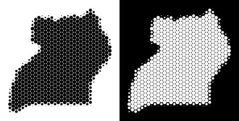 Dot Halftone Uganda Map Stock Illustration