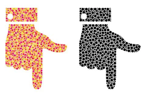 Dot Hand Pointer Down Mosaic Icons Stock Illustration