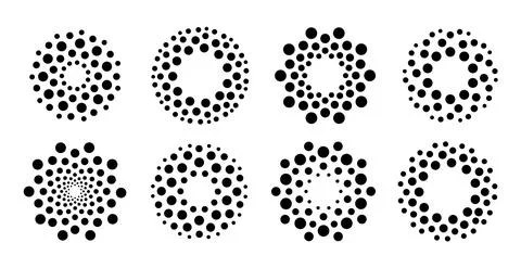 Dot logo set. Abstract technology round sign set. Black circles icon collection 库存插图
