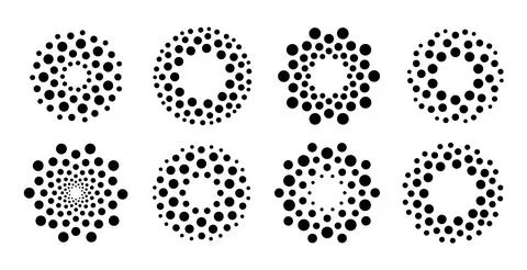 Dot logo set. Abstract technology round sign set. Black circles icon collection 库存插图