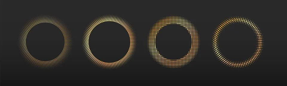 Dot luxury frame vector design. Circle gold half tone border Stock Illustration