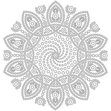 Dot mandala on white background. Coloring page for kids and adults. Stock Illustration