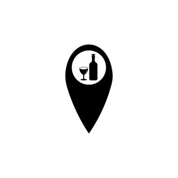 Dot on the map bar icon. Elements of bar and alcoholic drinks icon. Premium Stock Illustration