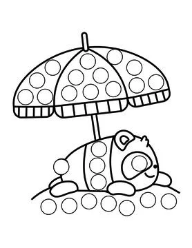 Dot markers pages with animal, vector outline illustration Stock Illustration