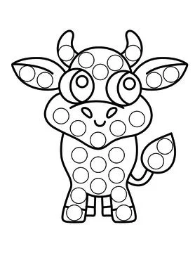 Dot markers pages with animal, vector outline illustration Stock Illustration