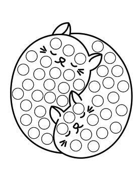 Dot markers pages with animal, vector outline illustration Stock Illustration