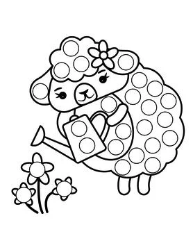 Dot markers pages with animal, vector outline illustration Stock Illustration