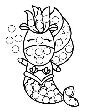 Dot markers pages with animal, vector outline illustration Stock Illustration