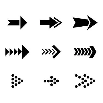 Dot Matrix and Segmented Arrow Icon Collection 스톡 일러스트