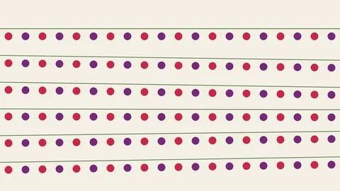 Dot matrix pattern with red and purple dots on white grid lines Stock Illustration