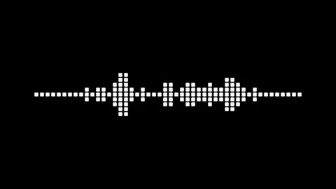 Dot matrix pixel sound equalizer, white sound wave on black background, sea.. 库存插图
