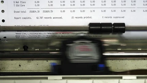 Dot matrix printer printing on paper scene stock footage Stock Footage 116704194
