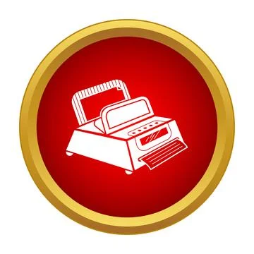 Dot matrix printer producing paper sheet icon Illustrazione stock