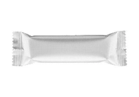 Dot matrix style candy bar package isolated on white background for food pr.. Illustrazione stock