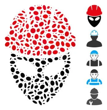 Dot Mosaic Alien Worker 스톡 일러스트