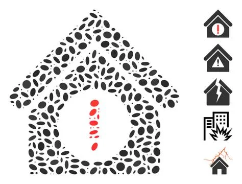 Dot Mosaic Danger Building Ilustração Stock