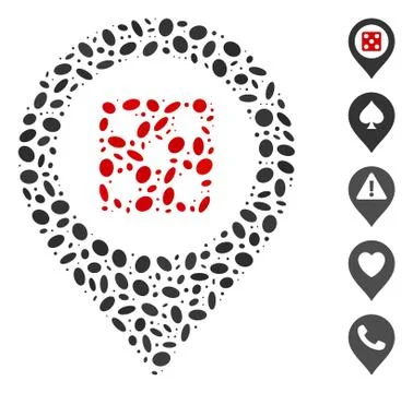 Dot Mosaic Dice Map Marker Stock Illustration
