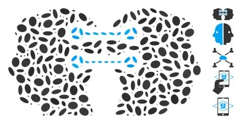 Dot Mosaic Dual Heads Interface Connection Illustrazione stock
