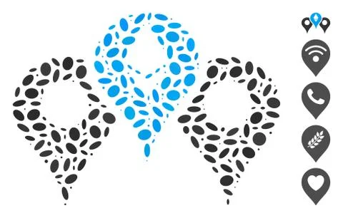 Dot Mosaic Ethereum Map Pointers Stock Illustration