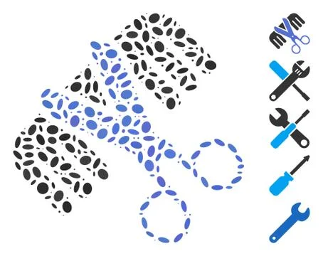 Dot Mosaic Hairdressing Tools Stock Illustration