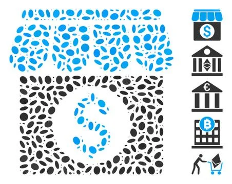 Dot Mosaic Market Building Ilustração Stock