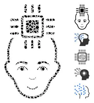 Dot Mosaic Neural Computer Interface Stock Illustration
