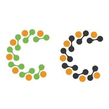 Dot network connect digital logo vector c letter logo Illustrazione stock