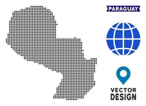 Dot Paraguay Map イラスト素材