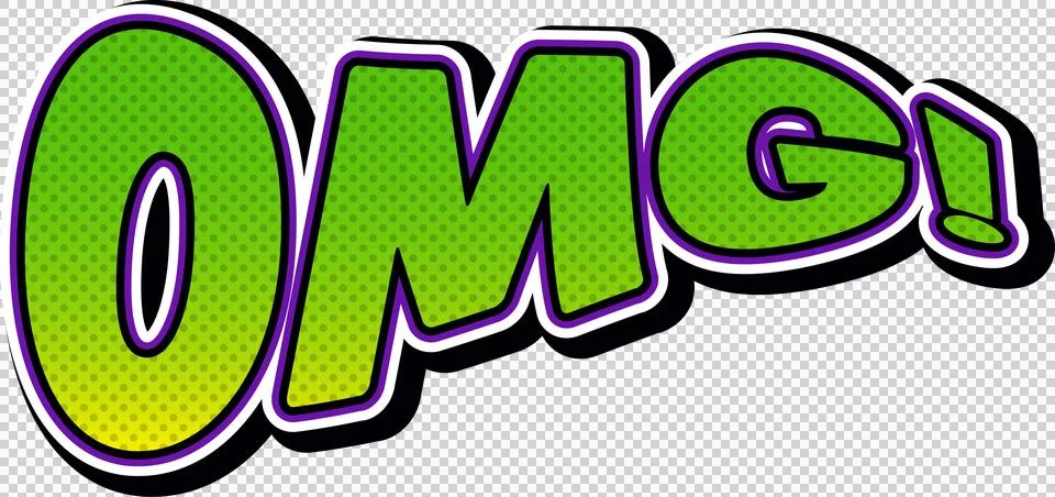 Dot pattern design over green gradient omg text banner against white background Stock Illustration