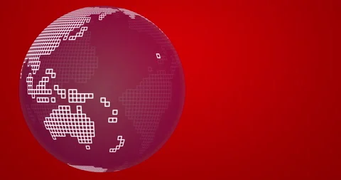 Dot pattern earth rotation animation (seamless looping) with red bacgkround 動画素材 194403552