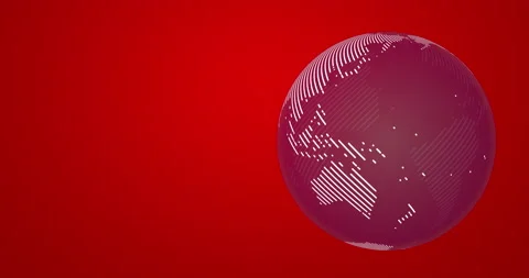 Dot pattern earth rotation animation (seamless looping) with red bacgkround Vidéo 194403584