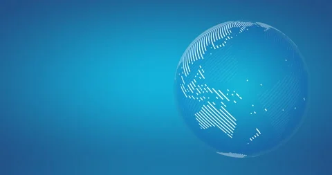 Dot pattern earth rotation animation (seamless looping) with blue bacgkround 動画素材 194403592