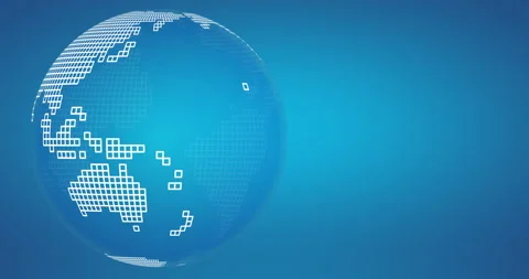 Dot pattern earth rotation animation (seamless looping) with blue bacgkround Vídeo Stock 194403597