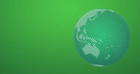 Dot pattern earth rotation animation (seamless looping) with green bacgkround Vídeo Stock 194403746