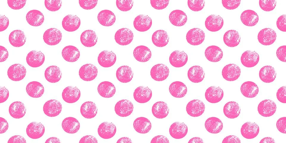 Dot pattern of vivid pink crayon circles in a tidy grid. Each dot shows soft 스톡 일러스트