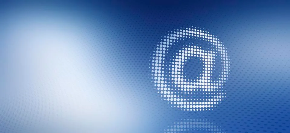 Dot patterned AT sign against a blue and white gradient background Stock Illustration