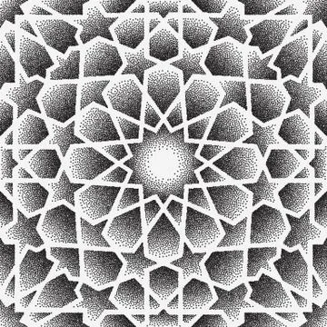 Dot pattern.Islamic ornament vector , persian motiff . 3d ramadan islamic round Stock-Illustration