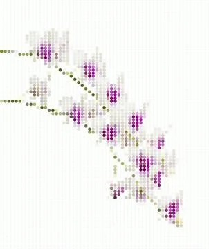 Dot pixel orchid flower Stock Illustration