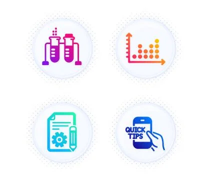 Dot plot, Chemistry beaker and Documentation icons set. Education sign. Vector Stock Illustration