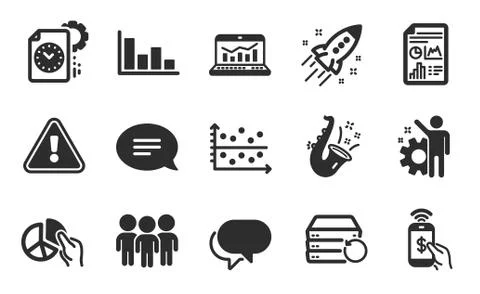Dot plot, Employee and Recovery server icons set. Talk bubble, Jazz and Project Ilustración de archivo