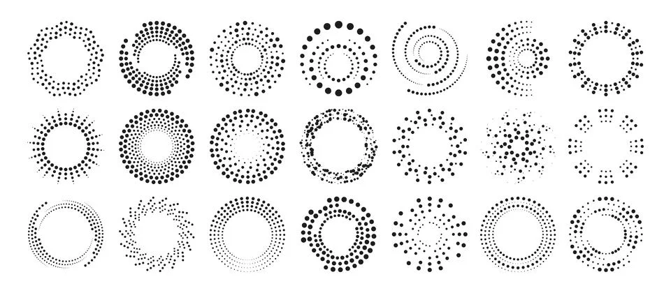 Dot radial ripple halftone patterns Illustrazione stock
