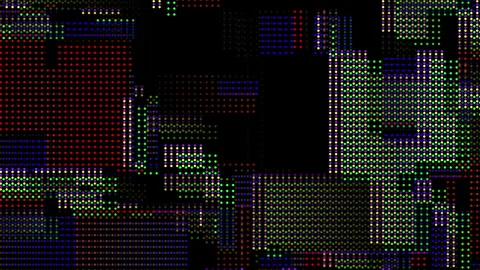 Dot rgb led lcd diodes displaying random glitches - macro of computer monitor or Stock Footage 339441681
