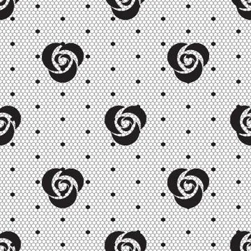 Dot rose lace seamless pattern net Stock Illustration