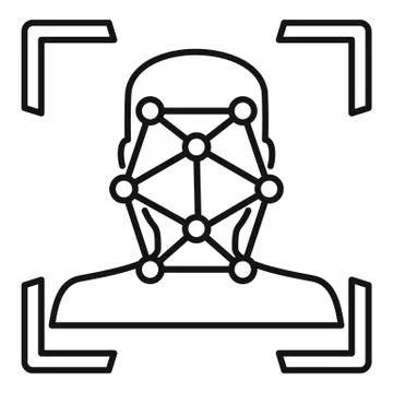 Dot scan face icon, outline style Illustrazione stock