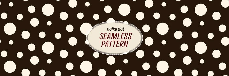 Dot seamless pattern repeat of bold white shapes on deep brown. Big white Stock Illustration