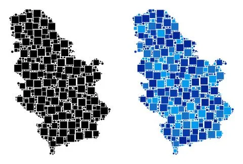 Dot Serbia Map with Blue Version Stock Illustration