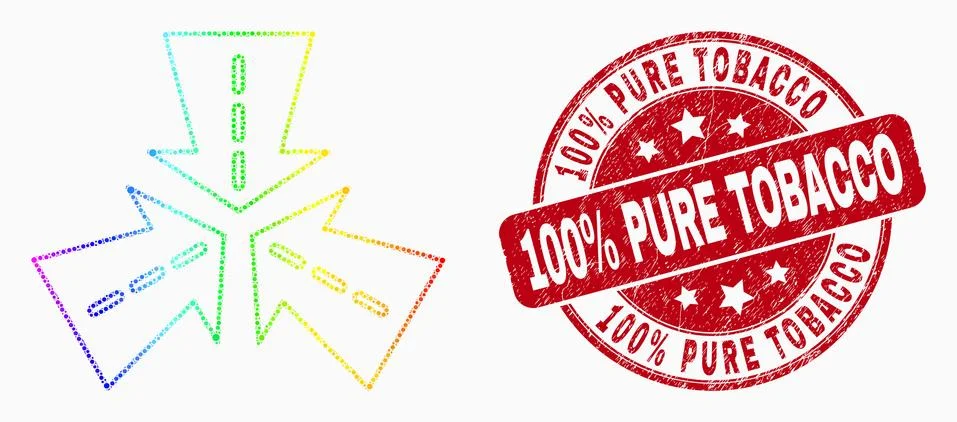 Dot spectrum triple roads intersection mosaic pictogram and 100% Pure Tobacco Stock Illustration