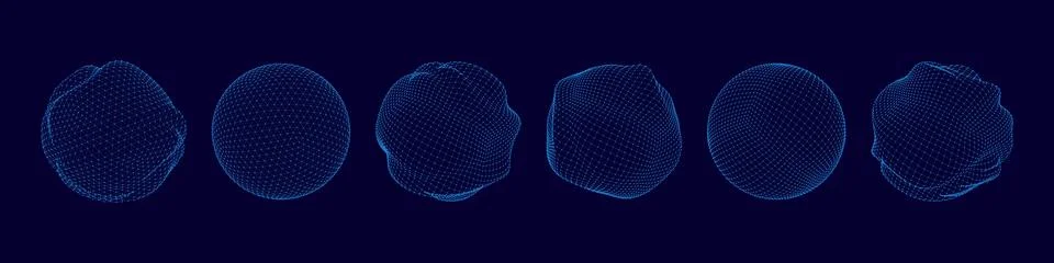 Dot sphere. 3D line tech globe. Polygon data pattern world or mesh digital Stock Illustration